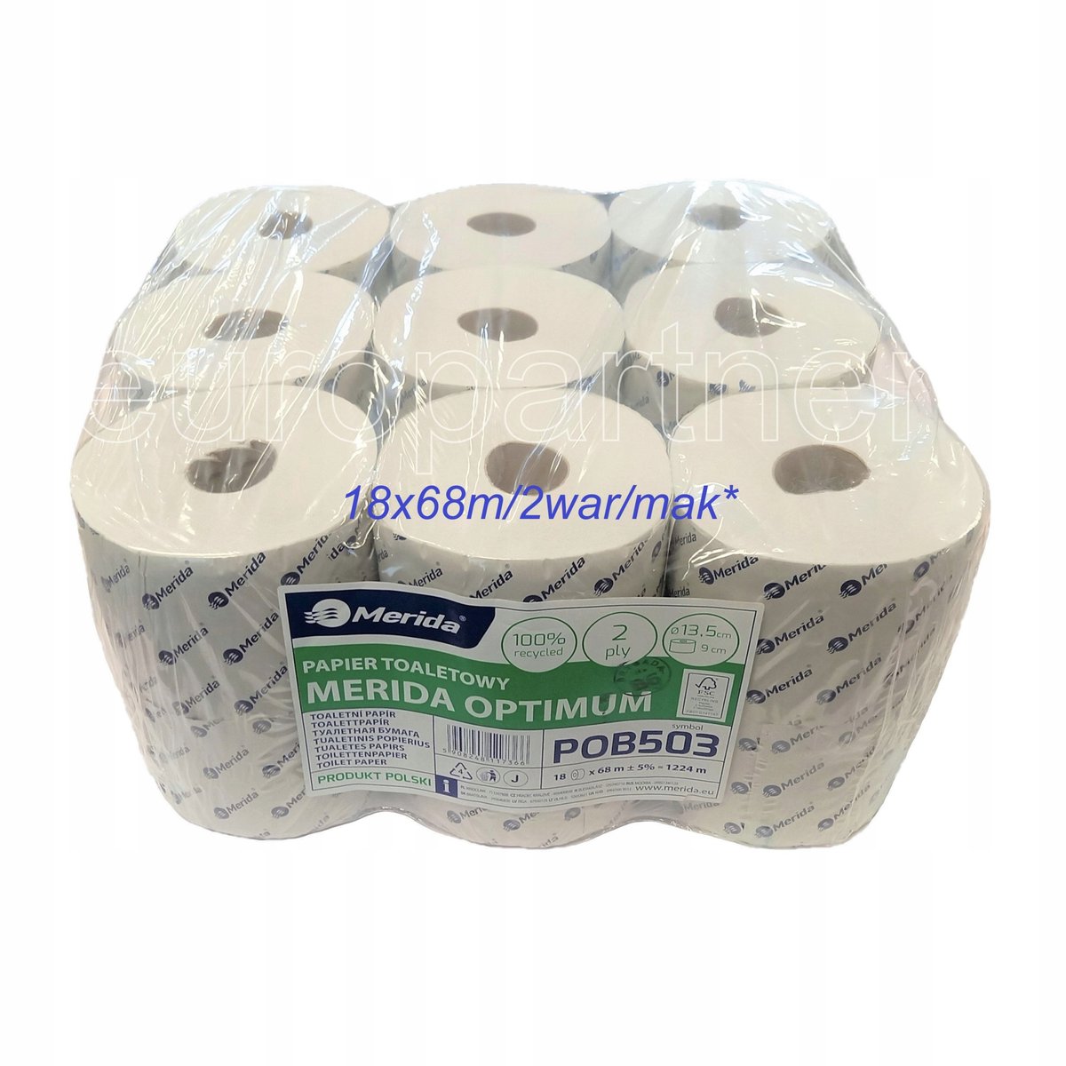 Merida Papier Toaletowy Biały 68m 18 Rolek POB503