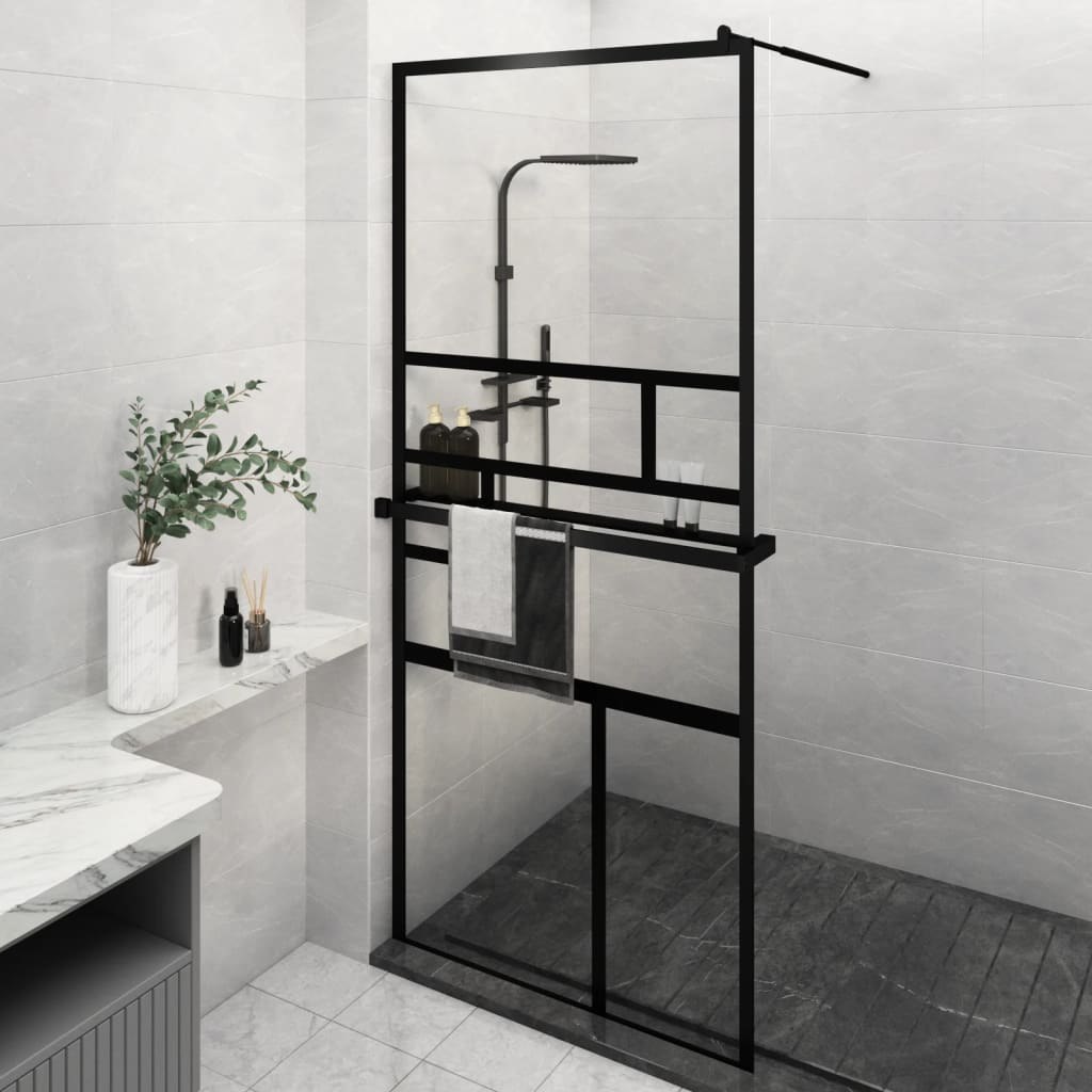 Zdjęcia - Ścianka prysznicowa VidaXL  z półką, czarna, 100x195 cm ESG i aluminium Lumarko! 