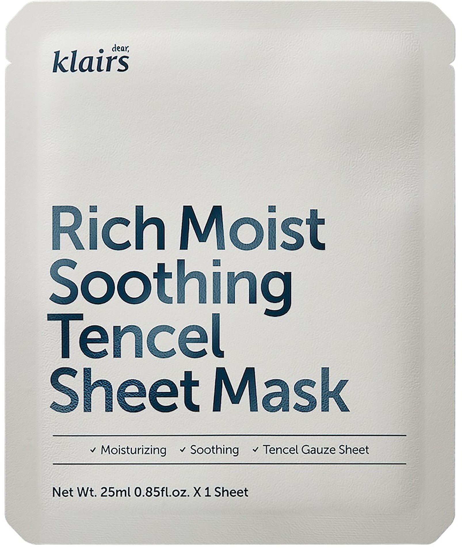 Klairs Rich Moist maska łagodząca w płacie o dzłałaniu nawilżającym 25 ml