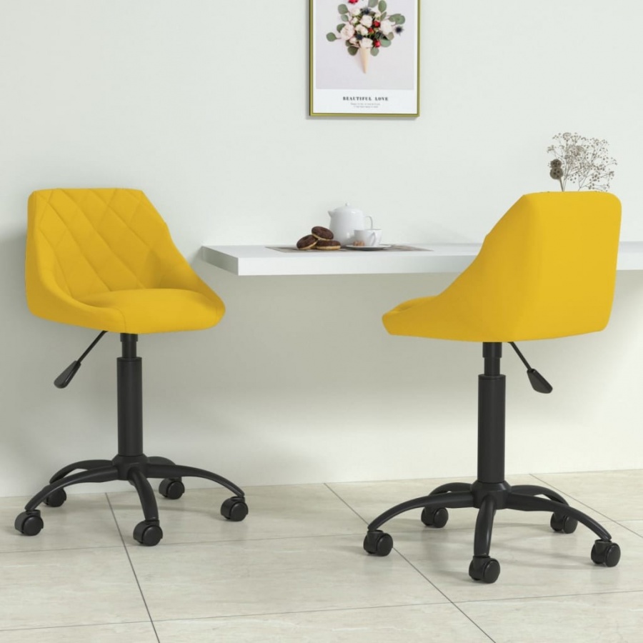 vidaXL Obrotowe krzesła stołowe 2 szt. żółte aksamitne 335378