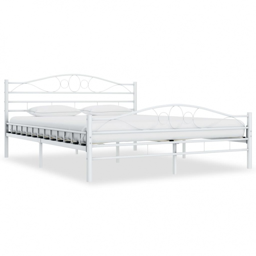 Rama łóżka, biała, metalowa, 200 x 200 cm kod: V-285306