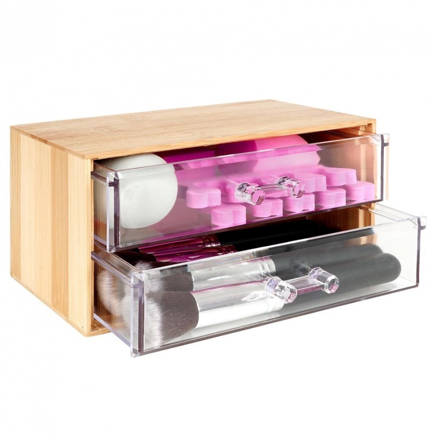 Organizer na kosmetyki i akcesoria do makijażu drewniany 18,7x12x9,5 cm kod: O-569400
