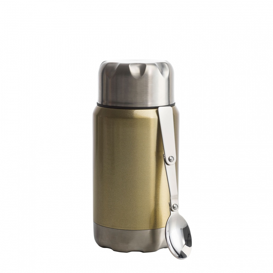Termos obiadowy ze składaną łyżką mark, stal nierdzewna/miedź, 0,6 l, śred. 9 x 20 cm, złoty kod: SF-5018183 + Sprawdź na SuperWnetrze.pl