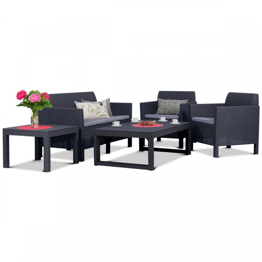 Allibert Zestaw mebli Orlando Set z ławostołem LYON : Kolor - grafit/szary BK-005222