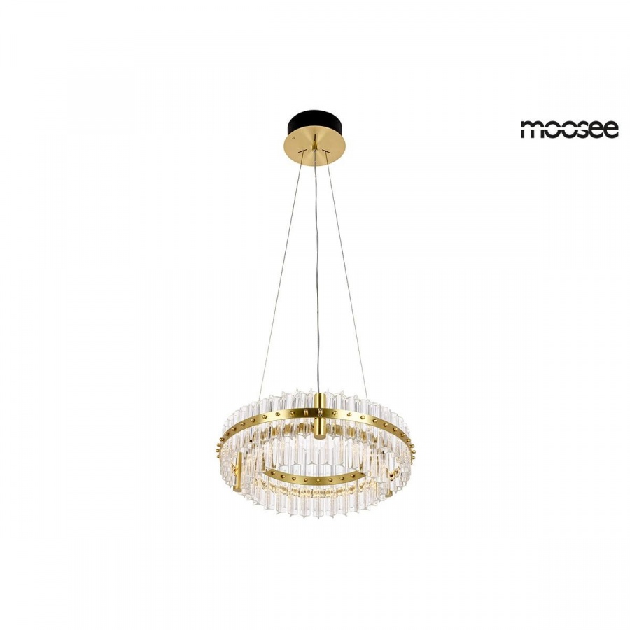 MOOSEE lampa wisząca SATURNUS 47 DUO złota - LED, kryształ, stal szczotkowana kod: MSE010100166