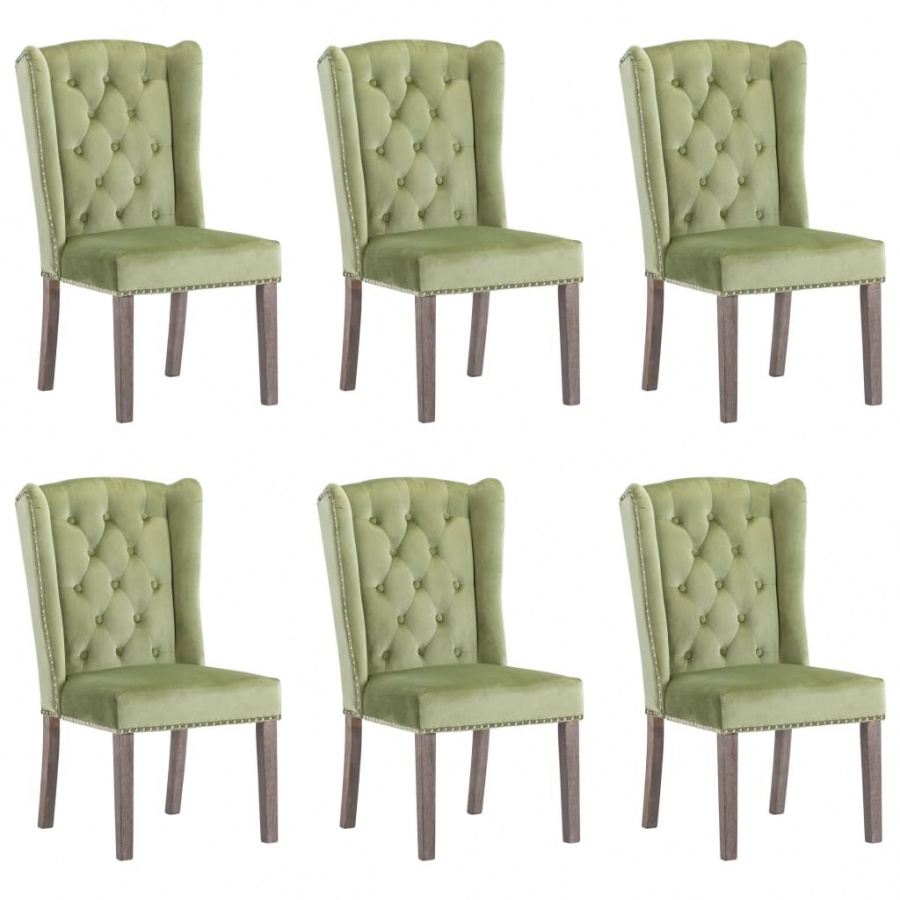 vidaXL Krzesła stołowe, 6 szt., jasnozielone, aksamitne