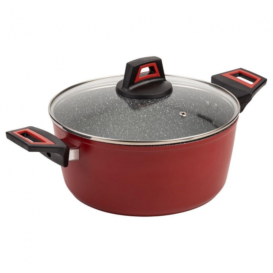 Garnek granitowy do gotowania duszenia z pokrywką szklaną taurus 24 cm 4,2 l O-10-144-071