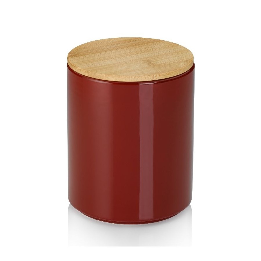 Pojemnik kuchenny, ceramika/bambus, 1,7 l, śred. 14 x 17,5 cm, czerwony kod: KE-15272