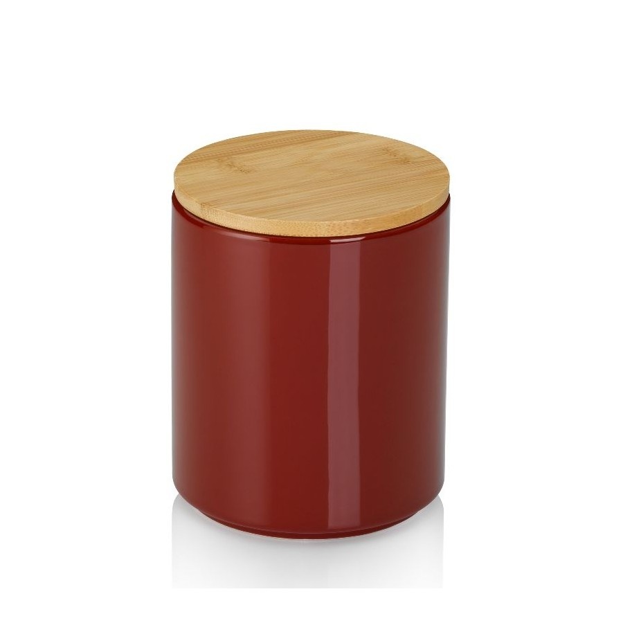 Pojemnik kuchenny, ceramika/bambus, 1,0 l, śred. 12 x 15 cm, czerwony kod: KE-15271