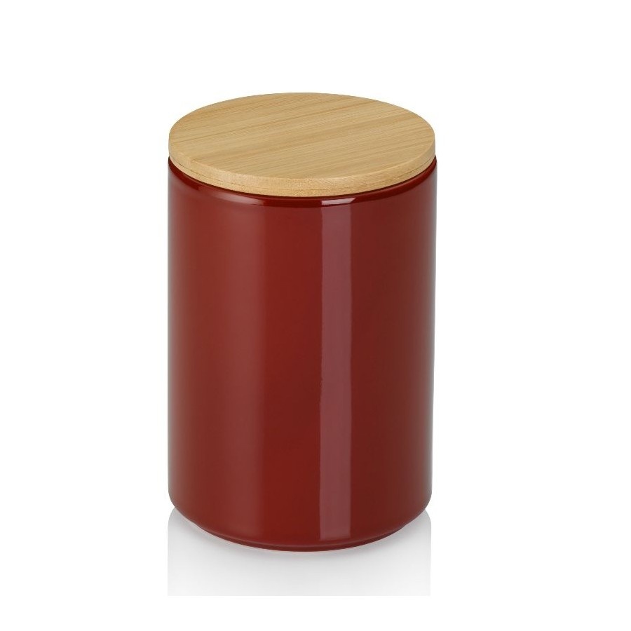 Pojemnik kuchenny, ceramika/bambus, 0,7 l, śred. 10 x 15 cm, czerwony kod: KE-15270