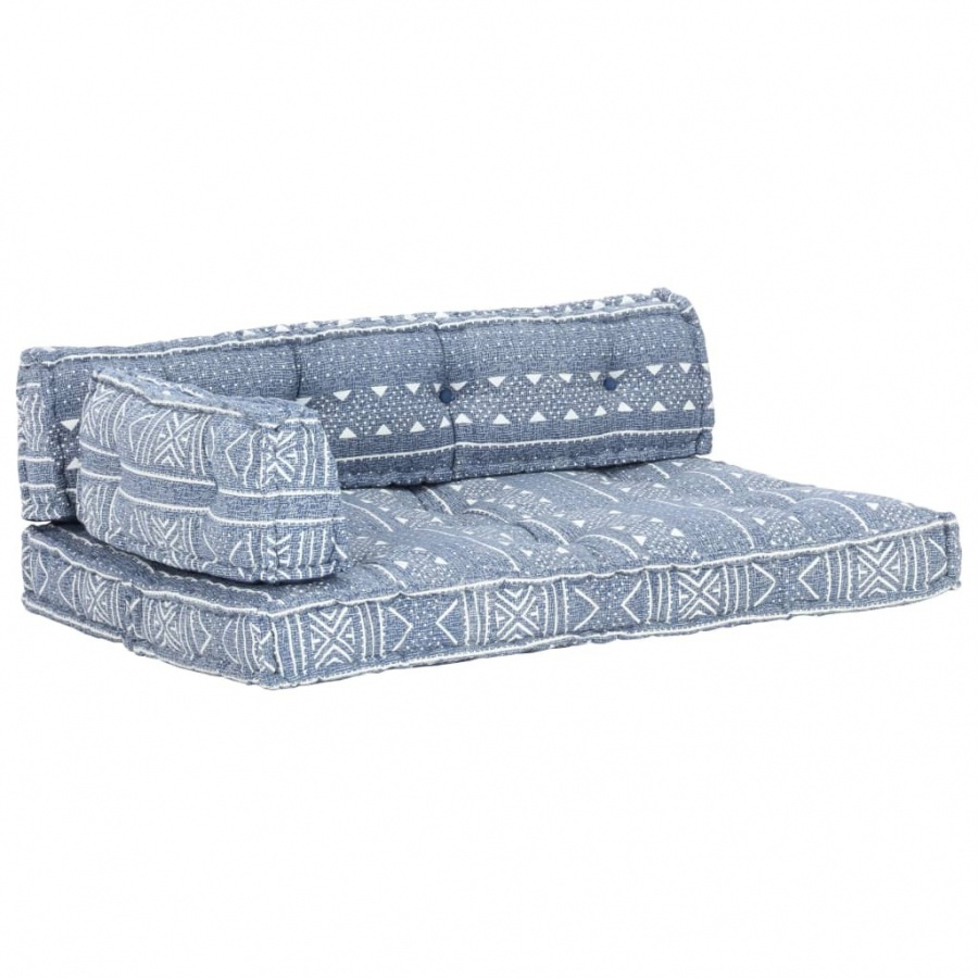 vidaXL Sofa z poduszek na paletę, tkanina, indygo patchwork vidaXL