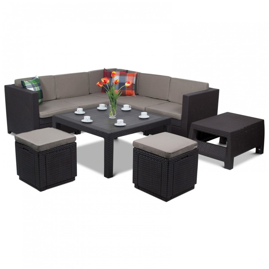 Zestaw z narożnikiem PROVENCE Quartet CLUB : Kolor - brąz/taupe kod: BK-005458