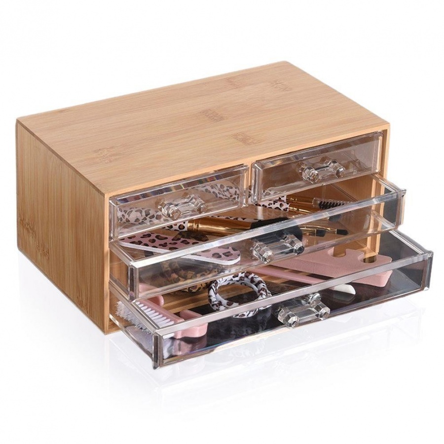 Organizer na kosmetyki i akcesoria do makijażu drewniany 23,5x15,5x11 cm kod: O-569401