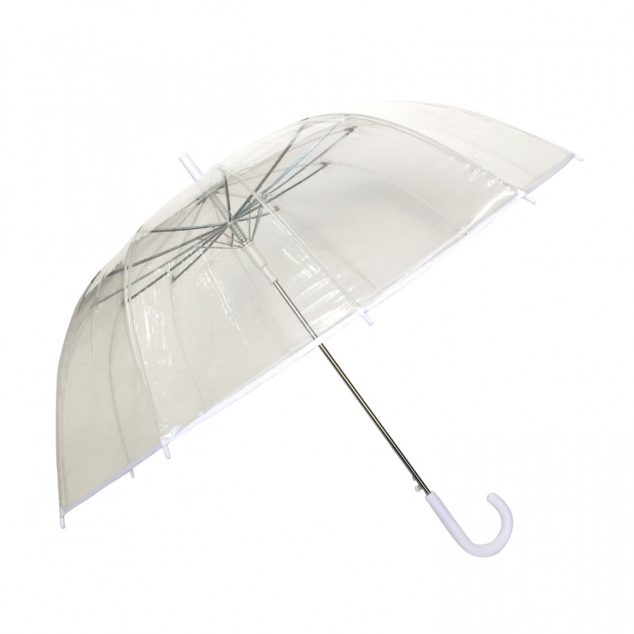 Długi parasol przezroczysty 12 żeber, biała bordiu UBUL0302