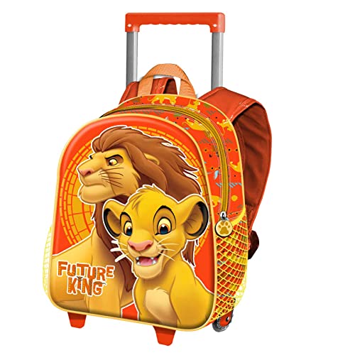 Lion King mały plecak 3D na kółkach, pomarańczowy, pomarańczowy, Jeden rozmiar, Mały plecak 3D z kółkami King
