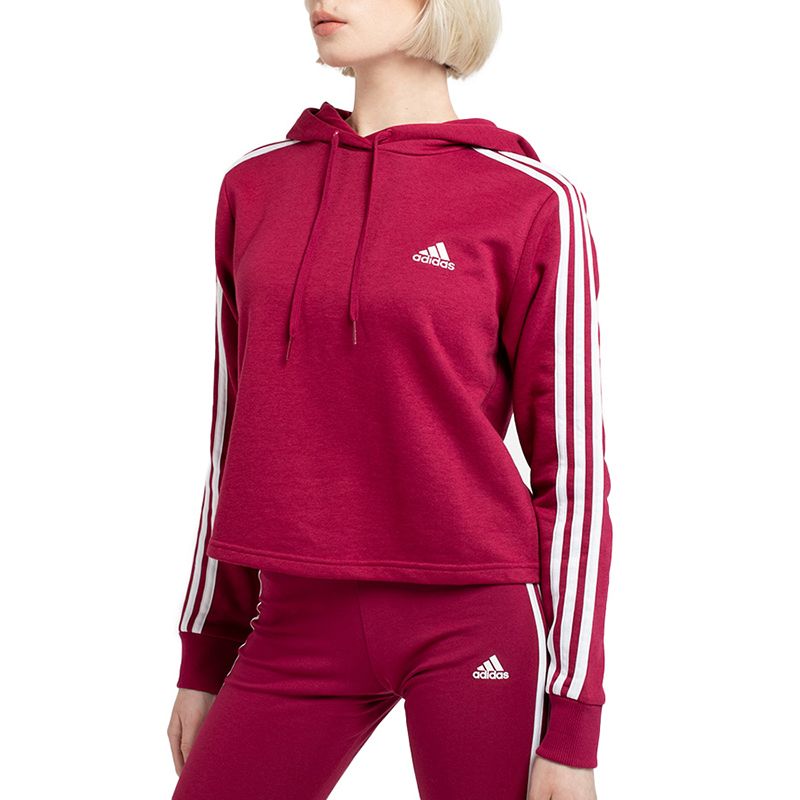 Bluza adidas Essentials 3-Stripes Cropped Hoodie GM5574 - bordowa - Adidas
