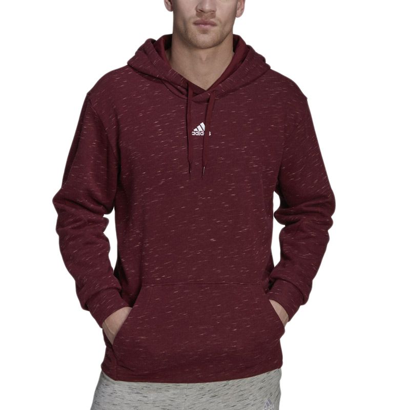 Bluza adidas Essentials Melange French Terry Hoodie HE1802 - bordowa - Adidas