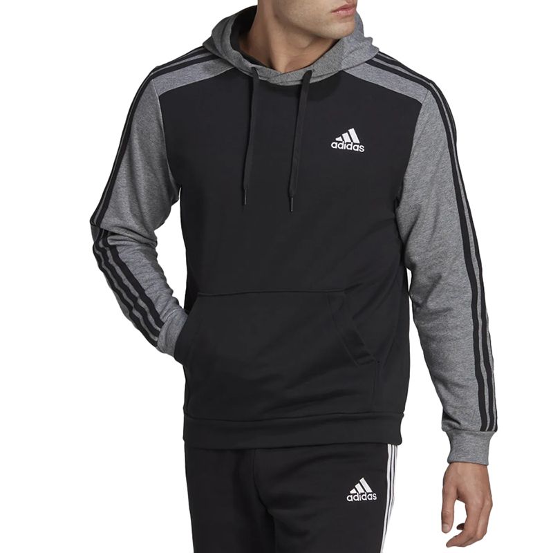 Bluza adidas Essentials Melange French Terry Hoodie HL1976 - czarno-szara - Adidas