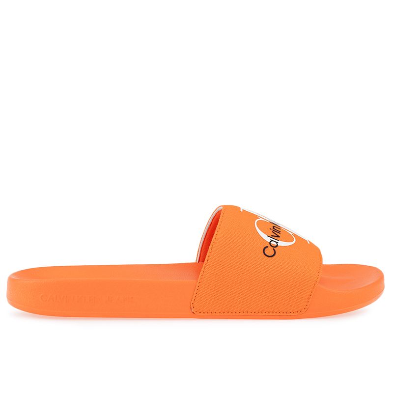 Klapki Calvin Klein Slide Monogram CO YM0YM00061-0JG - pomarańczowe
