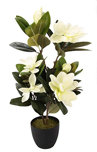 Flair Flower Drzewko magnolii pąk magnolii w doniczce z mchem sztuczny kwiat magnolia sztuczna dekoracja bukiet sztuczna roślina jedwabny kwiat magnolii pąk magnolii dekoratio, biały, 68 cm