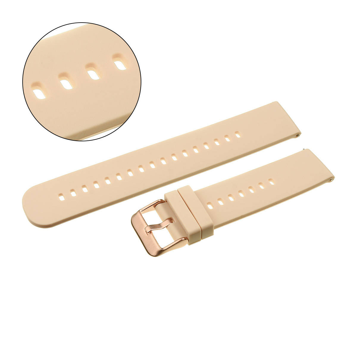 Pasek uniwersalny 18 mm silikonowy kremowy, zapinka różowozłota + teleskopy U27
