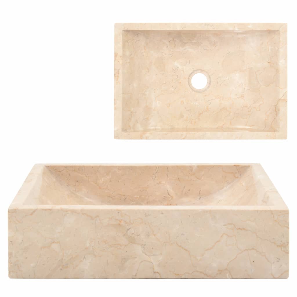 VidaXL Umywalka, 45 x 30 x 12 cm, marmurowa, kremowa 142773         VidaXL VidaXL