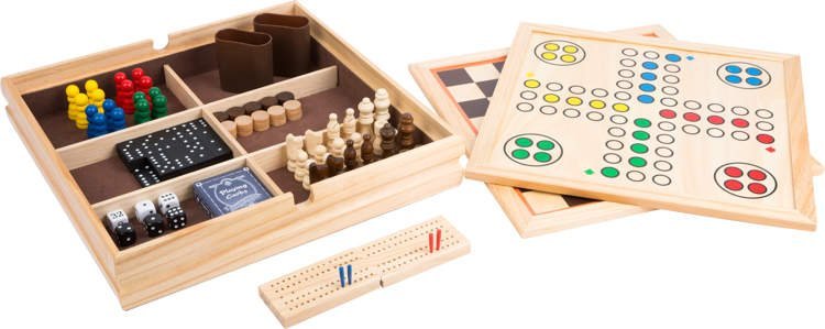 Zestaw gier planszowych 9 w 1 do zabawy dla dzieci small foot design - drewniana gra planszowa dla 4 latka, zabawka drewniana