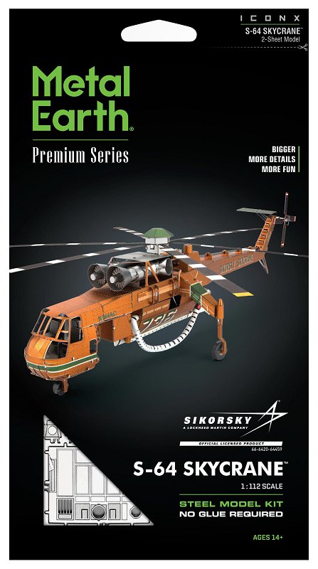 Metal Earth, Śmigłowiec Sikorsky S-64 Skycrane model do składania metalowy.