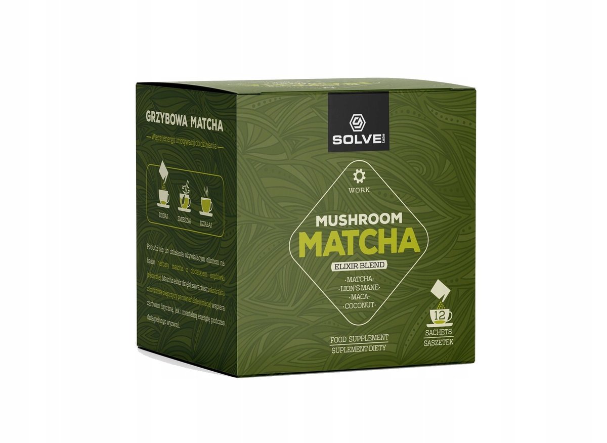 Solve Labs, Mushroom Matcha Elixir, 12 Saszetek