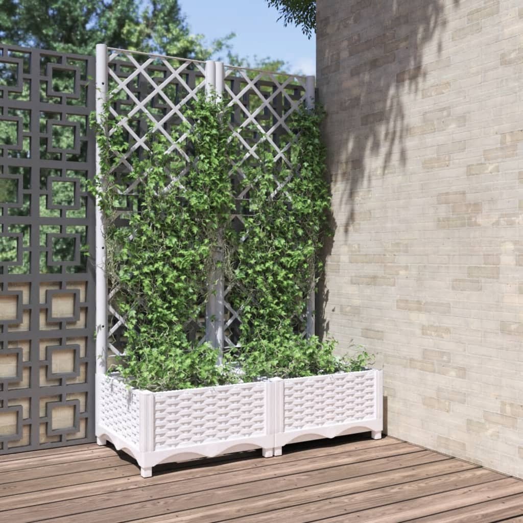 Donica ogrodowa z kratką, biała, 80x40x121,5 cm, PP Lumarko