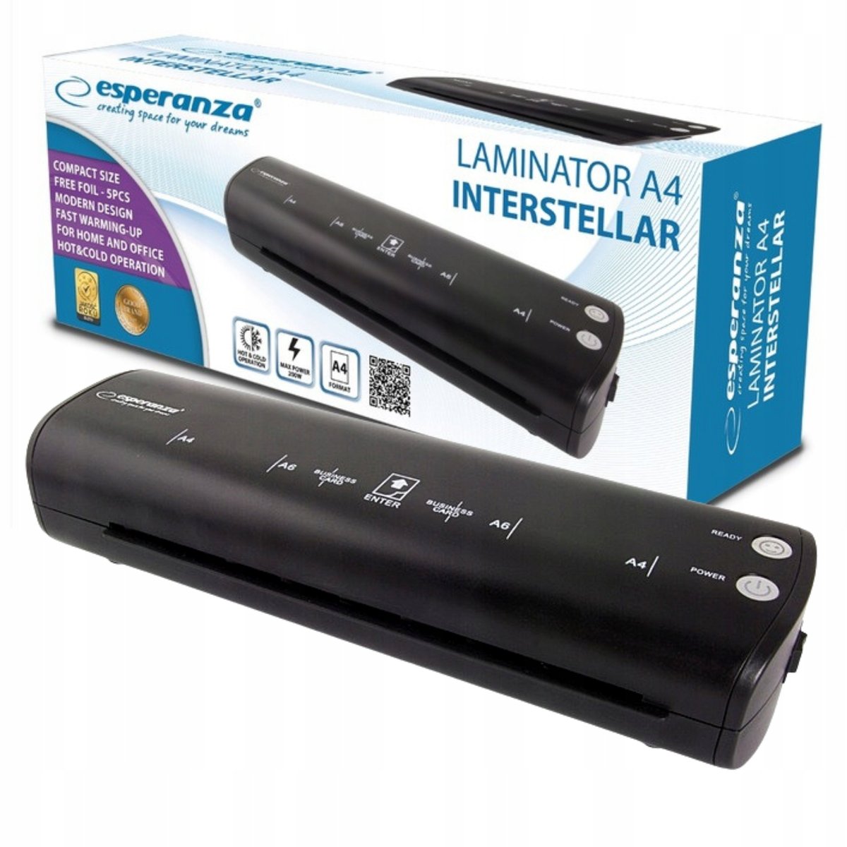 LAMINATOR A4 LAMINARKA DO ZDJĘĆ DOK + 5 SZT FOLII