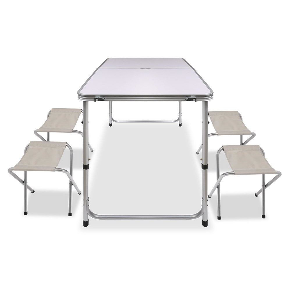 składany stolik turystyczny biały + 4 krzesełka