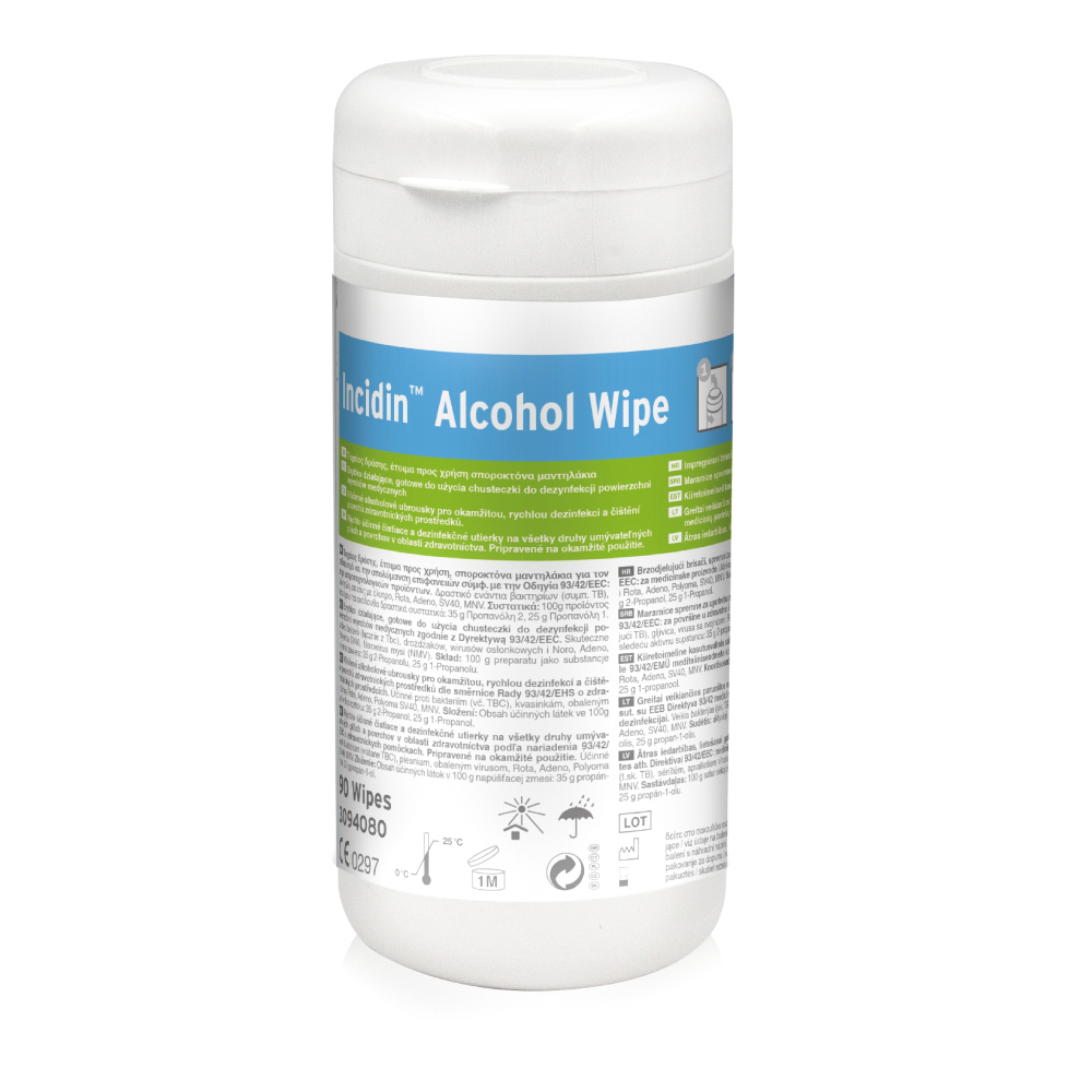 Ecolab Incidin Alkohol Wipe chusteczki do dezynfekcji wyrobów medycznych 90 szt. Tuba NN-MEC-CIAW-002