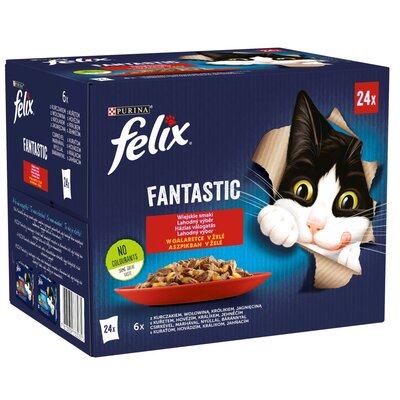 Purina Felix pouch FANTASTIC - wybór w galarecie - kurczak, wołowina