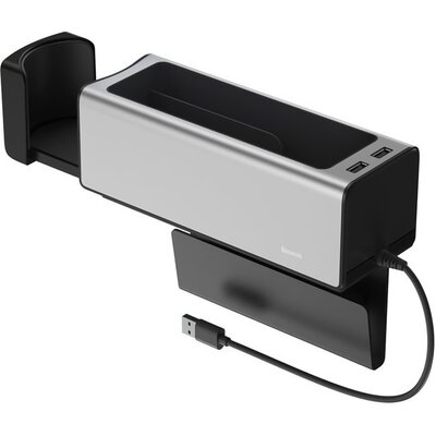 Baseus Baseus samochodowy organizer uchwyt na kubek HUB 2x USB do ładowania czarny (CRCWH-A01) - Czarny CRCWH-A01