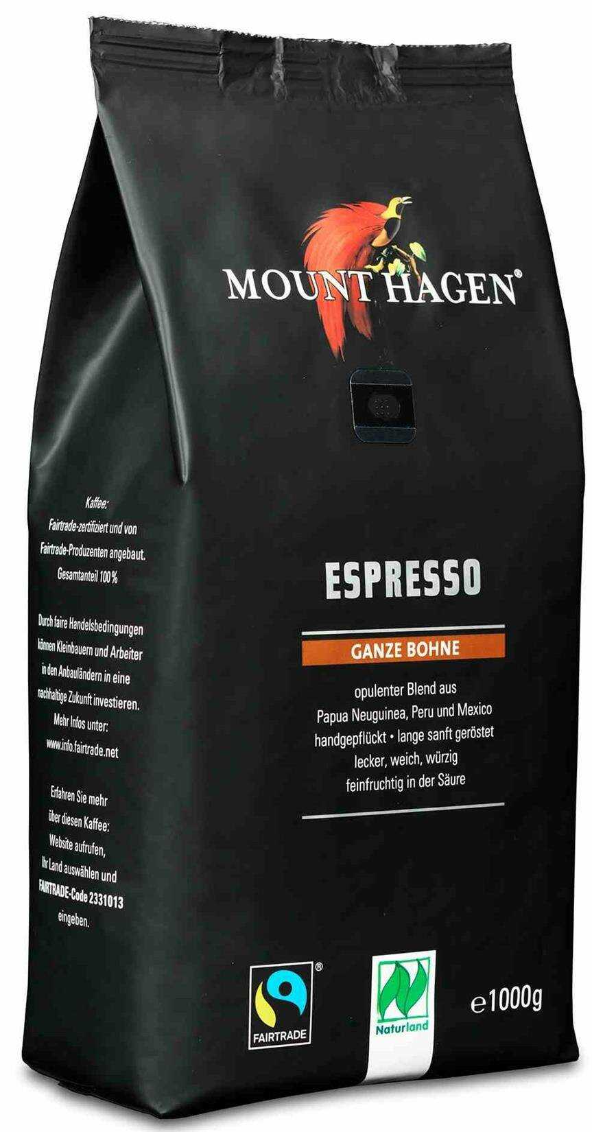 MOUNT HAGEN KAWA ZIARNISTA ARABICA 100 % ESPRESSO FAIR TRADE BIO 1 kg