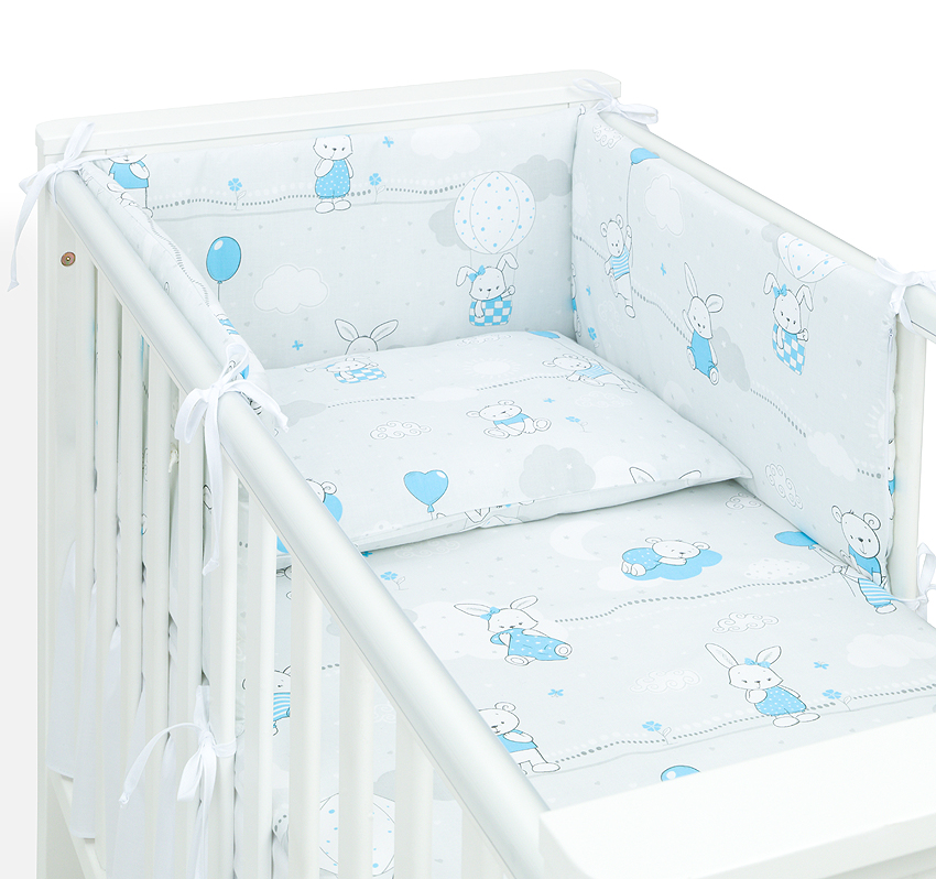 MAMO-TATO Ochraniacz rozbieralny dla niemowląt do łóżeczka 70x140 - Baloniki niebieskie