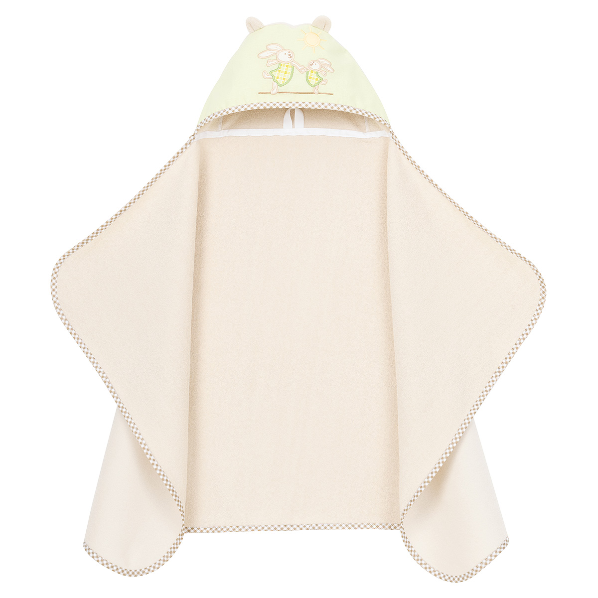 MAMO-TATO Okrycie ręcznik kąpielowy z kapturem 70x120 - Miś - Zieleń / Beż