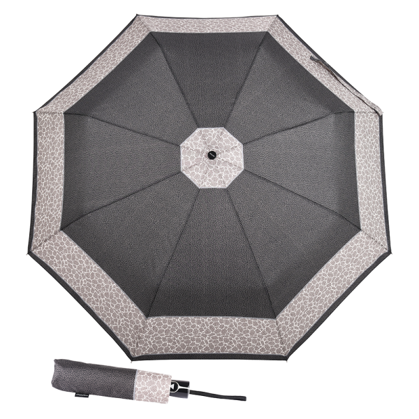 Parasol damski składany Doppler Fiber Classic Grey, wiatroodporny