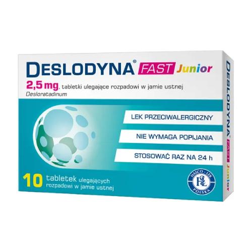 Deslodyna Fast Junior 2,5 mg, 10 tabletek ulegających rozpadowi w jamie ustnej