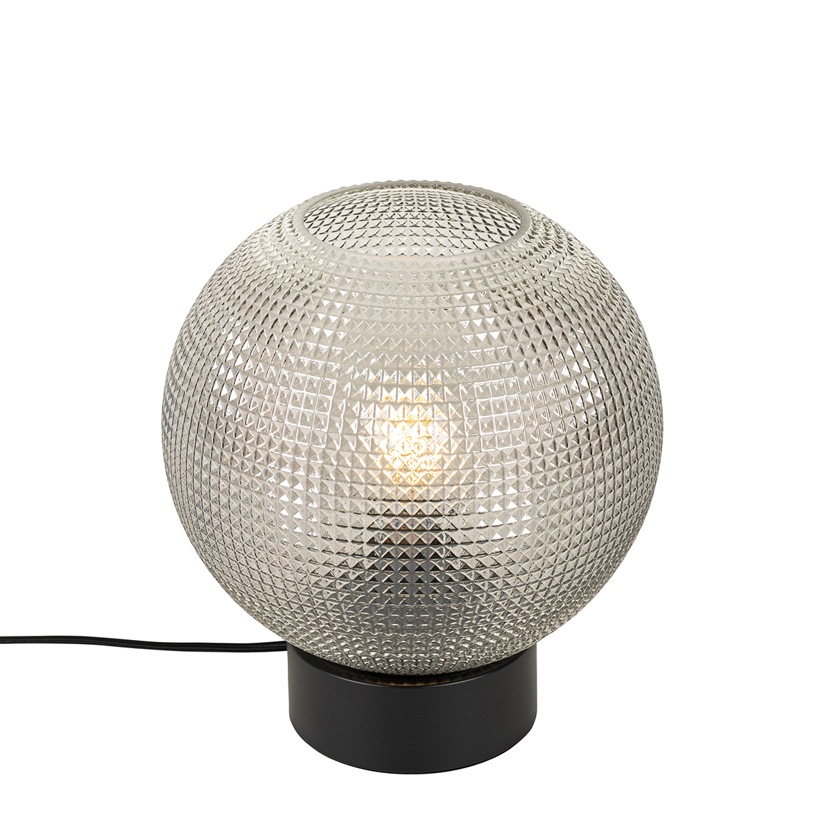 QAZQA Designerska lampa stołowa czarna z dymionym szkłem - Chico