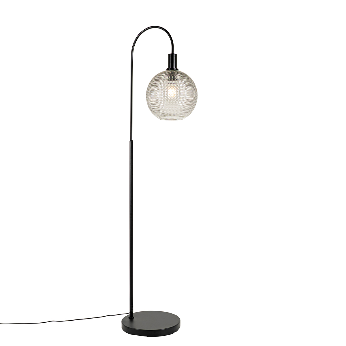 QAZQA Designerska lampa podłogowa czarna z przydymionym szkłem - Chico