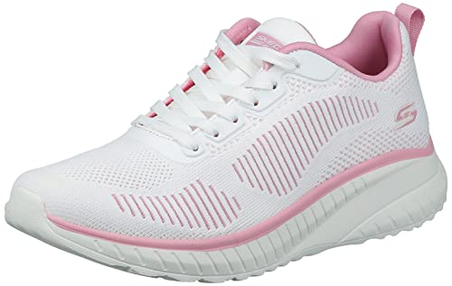 Skechers Damskie tenisówki BOBS Squad Chaos, biało-różowa dzianina inżynieryjna, 3,5 UK, Biało-różowa dzianina inżynieryjna, 36.5 EU