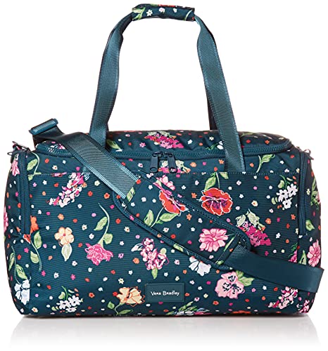 Vera Bradley Damska torba podróżna na siłownię z recyklingu rozjaśniona reaktywna mała torba podróżna na siłownię, Hope Blooms Teal, Jeden rozmiar, Reaktywna mała torba na siłownię z recyklingu