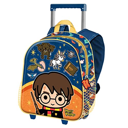 Harry Potter Crest-mały plecak 3D z kółkami, pomarańczowy, pomarańczowy, Jeden rozmiar, Mały plecak 3D z herbem na kółkach