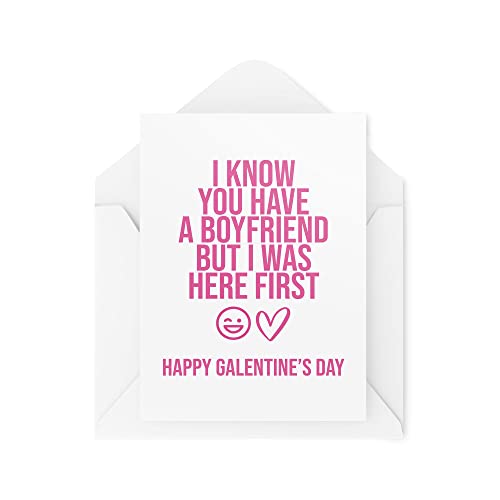 Karty na Dzień Galentine's - I Was Here First - Kartki walentynkowe - Karty dla najlepszego przyjaciela - Karta najlepszej przyjaciółki - Kartka dla dziewczynek - Śmieszne karty - CBH1600