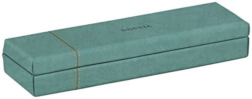 Rhodia 194518C - Etui na długopisy 21x5,5x3cm, elegancka sztuczna skóra, na ołówki, pędzle i długopisy, 1 sztuka, kolor morska zieleń