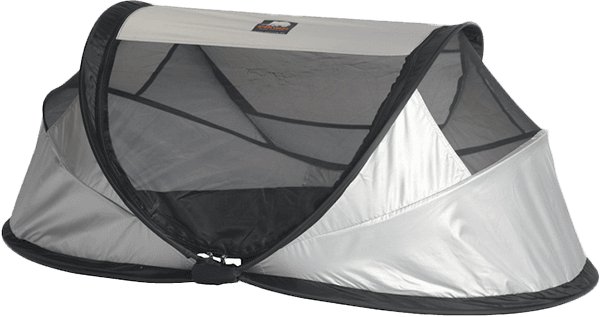 Deryan Travel-Cot Baby Luxe namiot w komplecie Matte snu, selbstaufblasbarer dmuchany materac do łóżeczka turystycznego i torba do noszenia z Pop-up zmontowana w ciągu 2 sekund, Silver