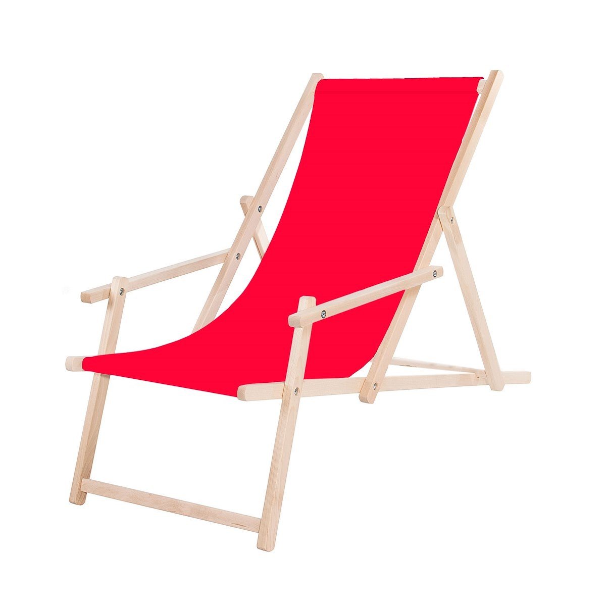 Springos Springos Leżak plażowy z podłokietnikami z czerwonym materiałem UNIWERSALNY 27597-uniw