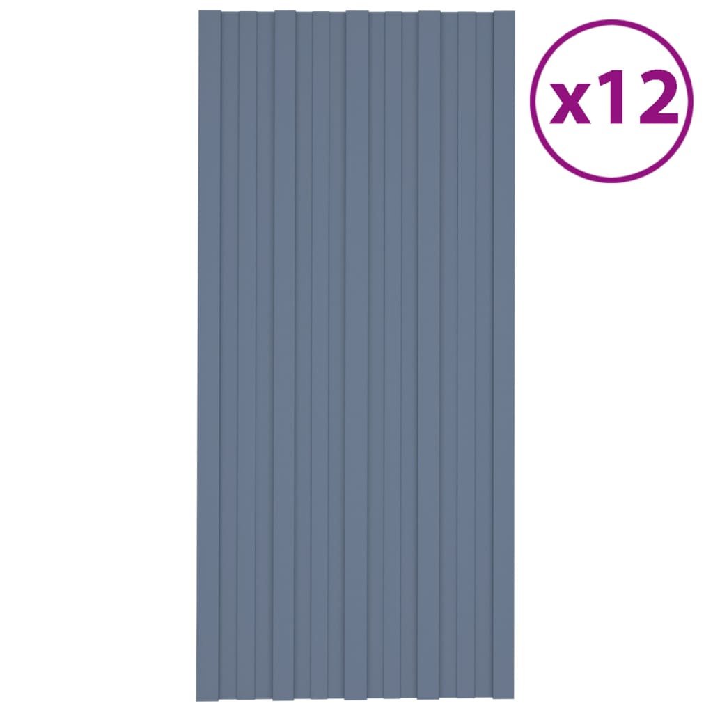 shumee Panele dachowe 12 szt. stal galwanizowana szare 100x45 cm